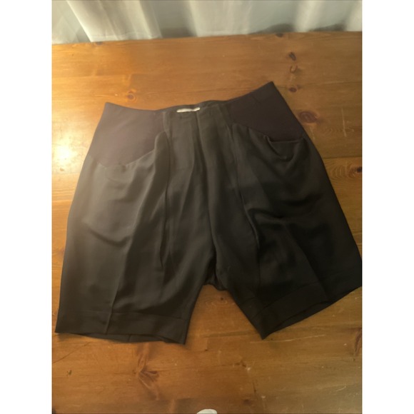 HELMUT LANG WOMENS BLACK COTTON MODAL BLEND CUFFED ELASTIC SHORTS Size 6 - Picture 1 of 12
